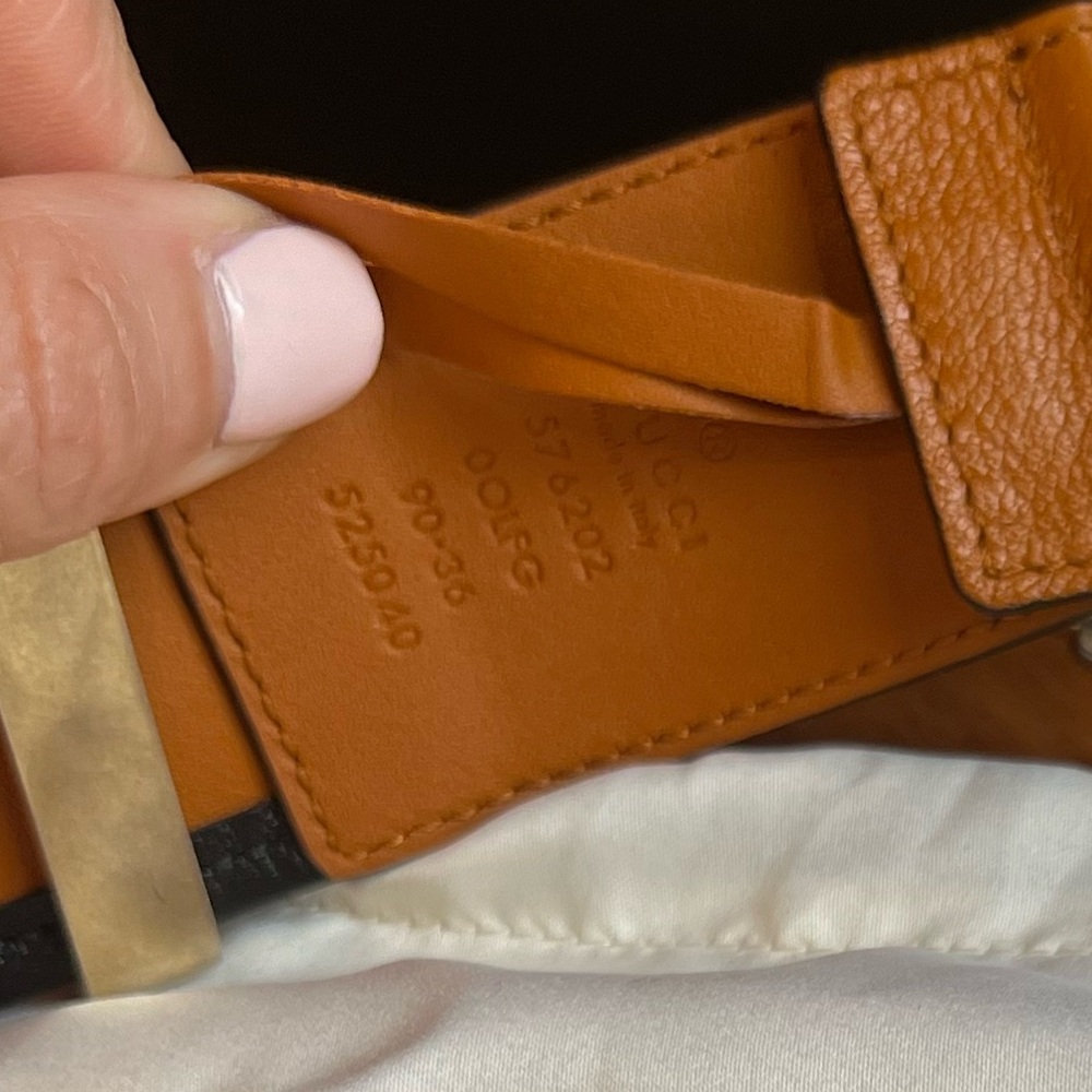 Gucci logo buckle belt Matlasse leather belt cognac and black - Picture 6 of 9